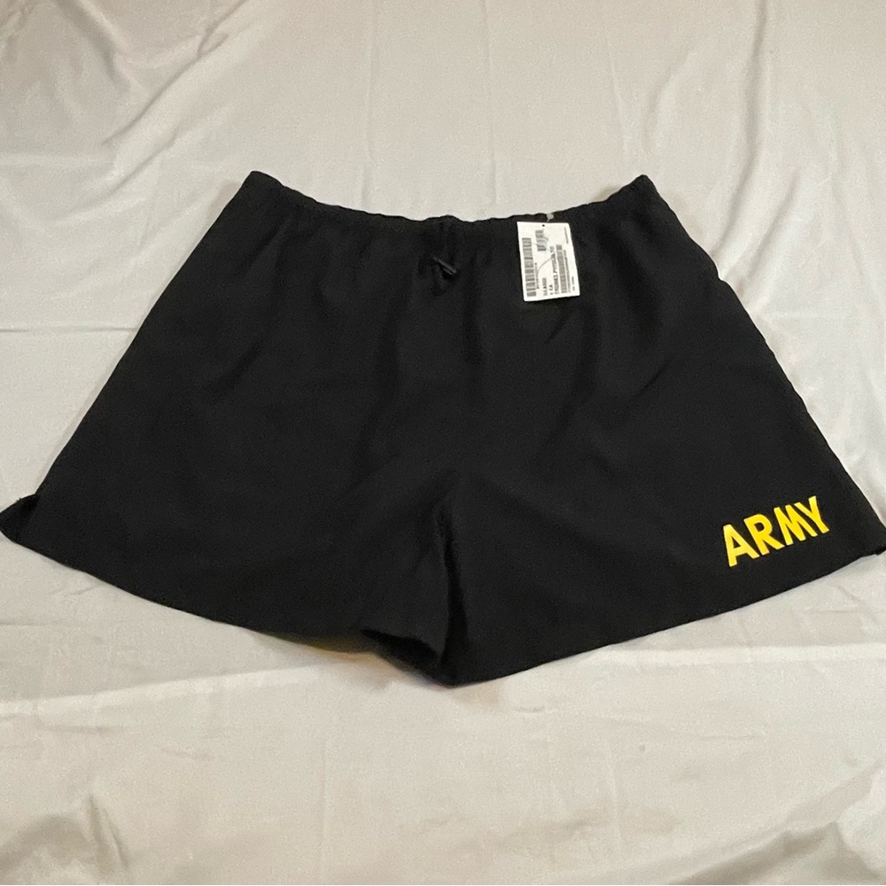 US Army APFU Physical Fitness Uniform Trunks Shorts Black Yellow XL NEW